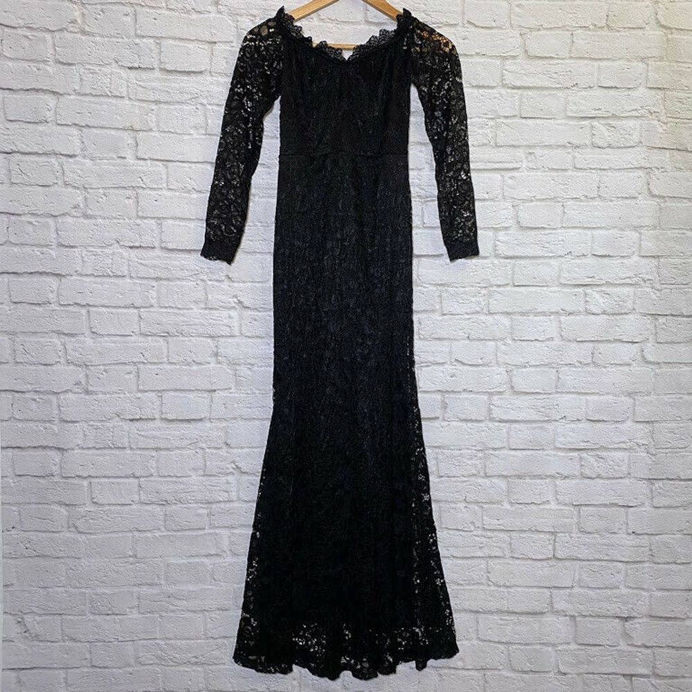 Women's Strapless Black Floral Maxi Dress Small